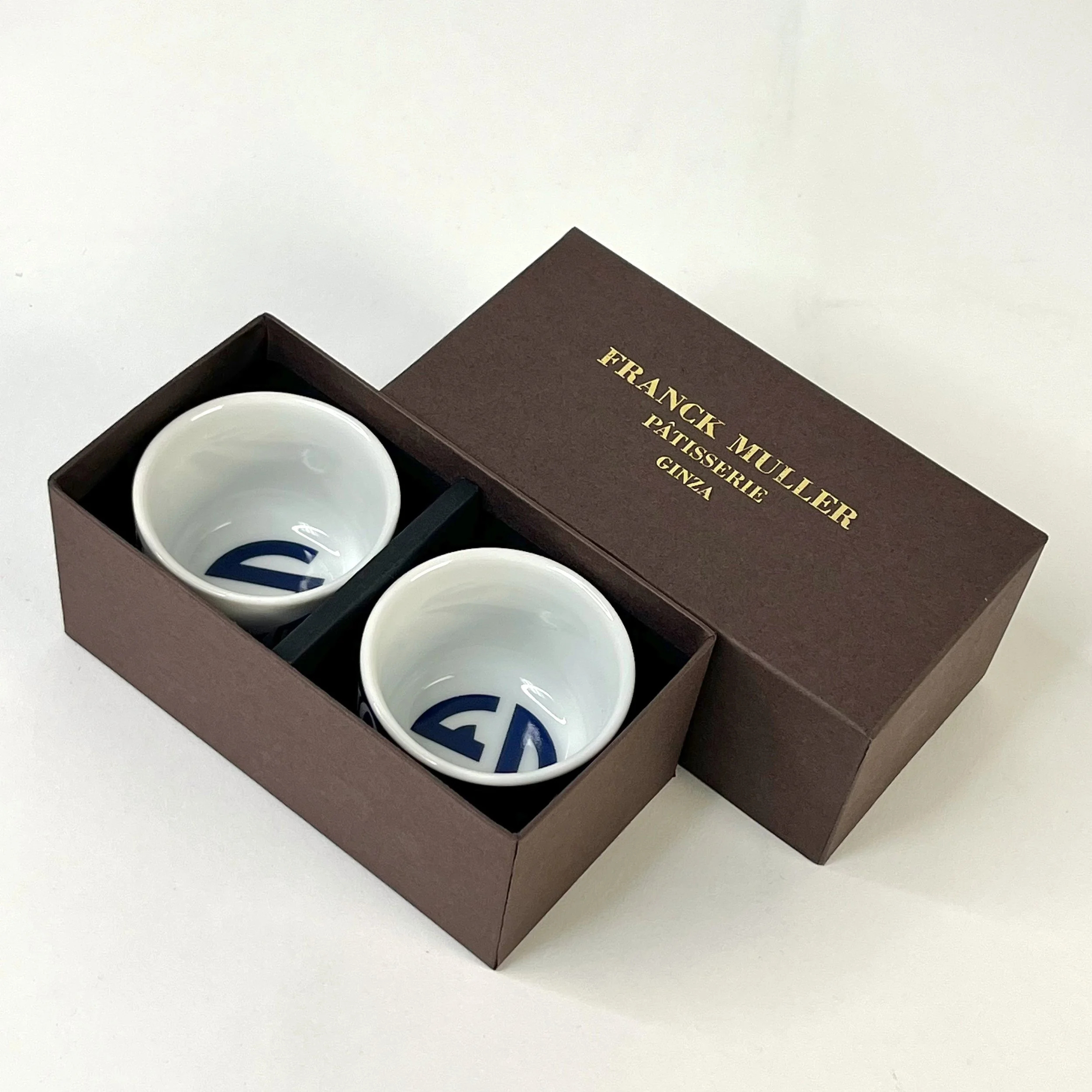 Franck Muller Pâtisserie Ginza Porcelain Cup Set Navy White with Box